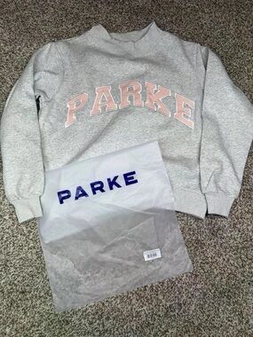 PARKE Grey Sweatshirt with Pink Lettering